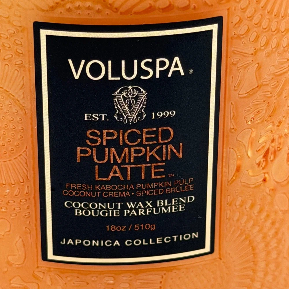 Voluspa Candle 18oz Orange Spiced Pumpkin Latte‎ Japonica Glass NEW